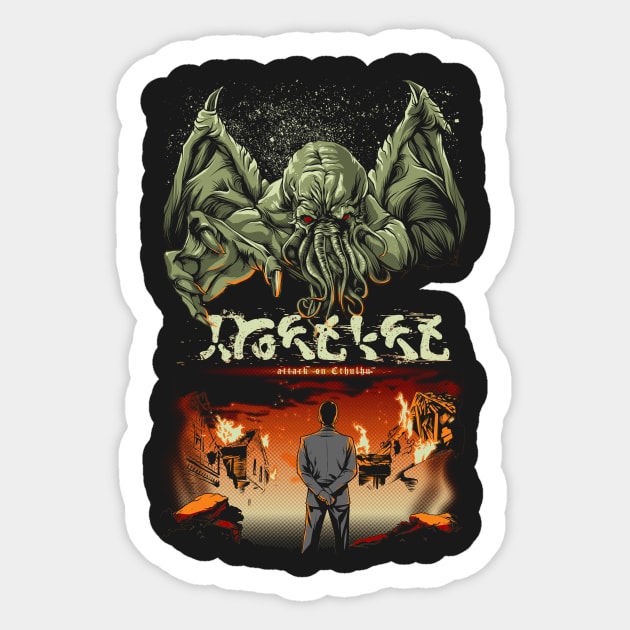 Attack on Cthulhu Sticker by RedBug01